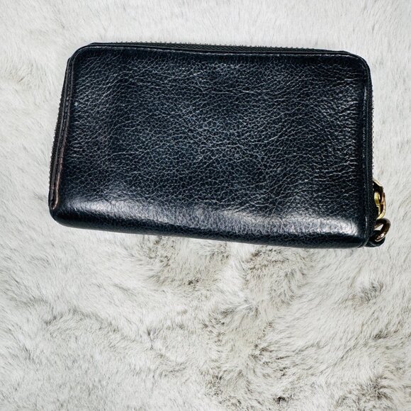 Juicy Couture Black Studded Leather Zip Wallet With Leopard Print Interior - Picture 2 of 8